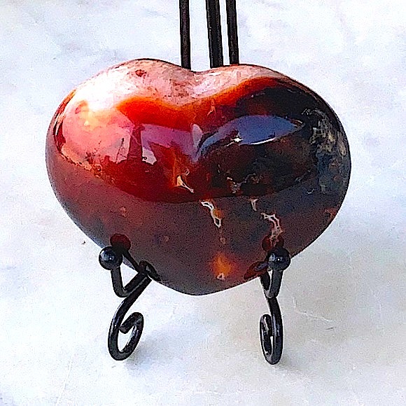 CARNELIAN HEART 3 1/2 IN PUFFY CHUNKY DRUZY CARVED NATURAL GEMSTONE NEW ENERGY - Picture 4 of 11